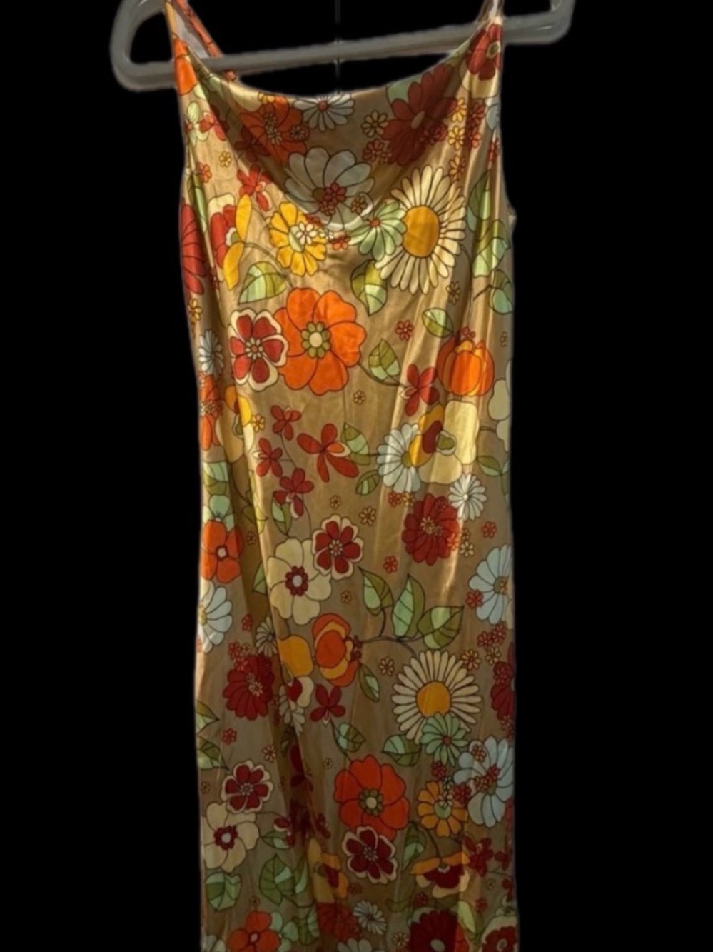 Emma & Michele Retro Floral Satin Slip Midi Dress Size Small